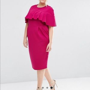 Asos curve wiggle dress with frill sleeves